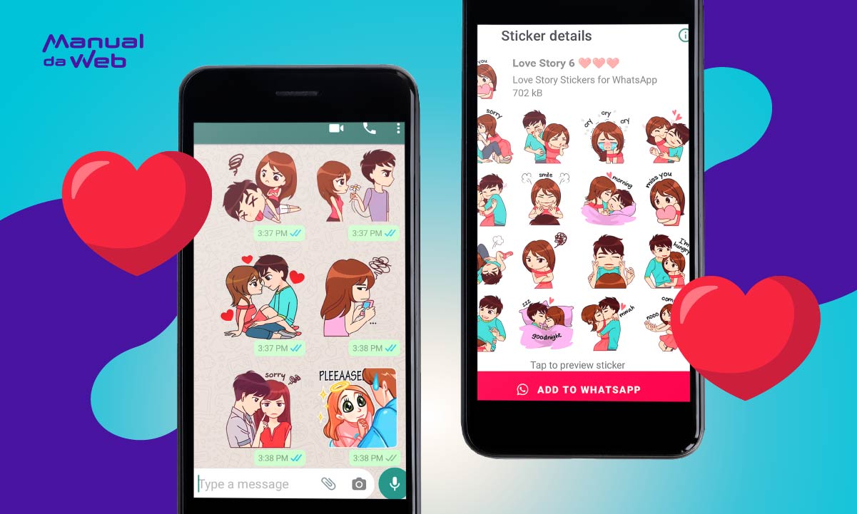 Stickers românticos para o WhatsApp 100% grátis 10 Stickers românticos