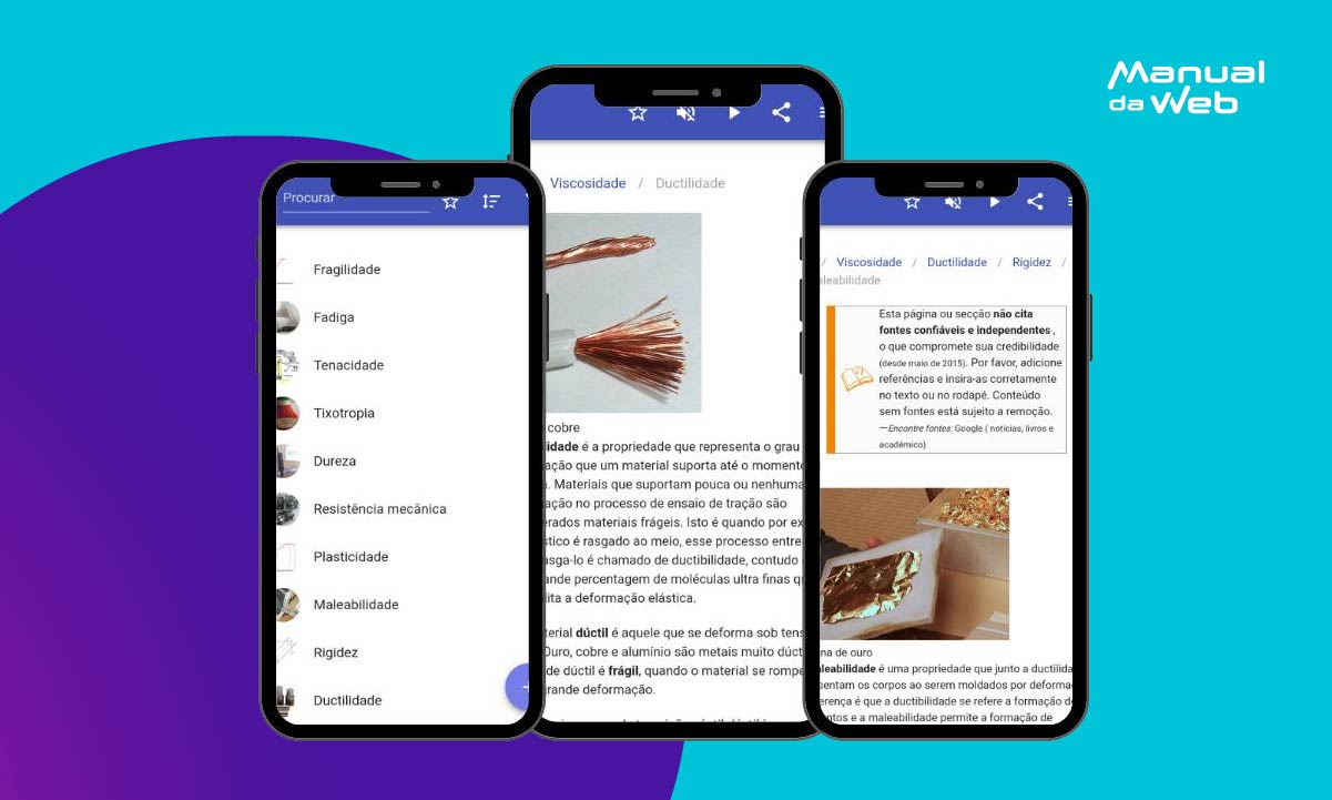 Aplicativo para conhecer as propriedades dos materiais pelo celular 3 Propriedades dos materiais